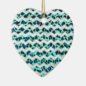 ヒョウ黒とティール（緑がかった色）プリント セラミックオーナメント (右)