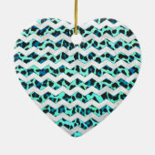 ヒョウ黒とティール（緑がかった色）プリント セラミックオーナメント (裏面)