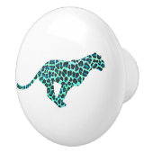 ヒョウ黒とティール(緑がかった色)プリント セラミックノブ (右)