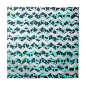 ヒョウ黒とティール(緑がかった色)プリント タイル (正面)