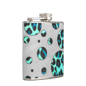 ヒョウ黒とティール(緑がかった色)プリント フラスク (右)