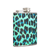 ヒョウ黒とティール（緑がかった色）プリント フラスク (右)