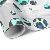 ヒョウ黒とティール(緑がかった色)プリント ラッピングペーパー (ロールコーナー)