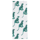 ヒョウ黒とティール（緑がかった色）プリント ワインギフトバッグ (裏面)