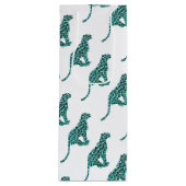 ヒョウ黒とティール（緑がかった色）プリント ワインギフトバッグ (正面)