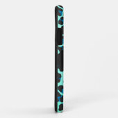 ヒョウ黒とティール(緑がかった色)プリント Case-Mate iPhoneケース (裏面/右)