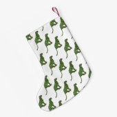 ヒョウ黒と緑のシルエット スモールクリスマスストッキング (裏面 (吊り時))