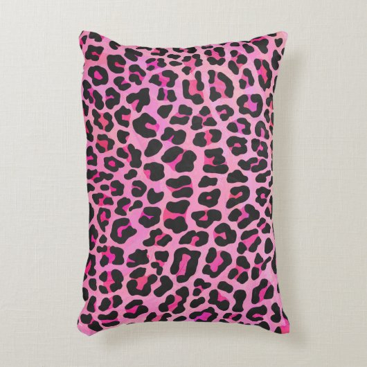 ヒョウ黒熱ピンクプリント アクセントクッション (正面(垂直))
