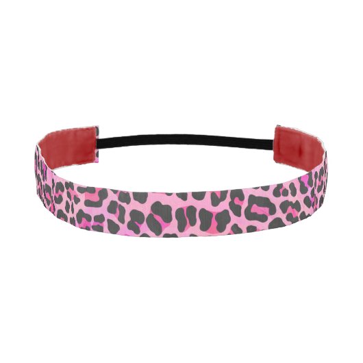 ヒョウ黒熱ピンクプリント アスレチックヘッドバンド (正面)