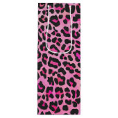 ヒョウ黒熱ピンクプリント ワインギフトバッグ (正面)