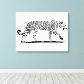 ヒョウ黒白素晴らしスケッチ。 キャンバスプリント (インサイチュ (ウッドフロア))
