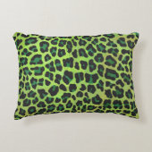 ヒョウ黒緑プリント アクセントクッション (正面)