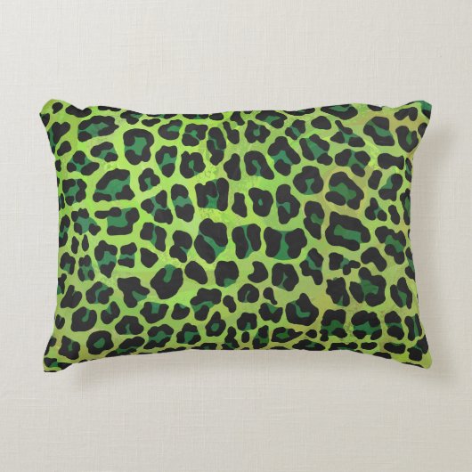 ヒョウ黒緑プリント アクセントクッション (正面)