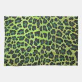 ヒョウ黒緑プリント キッチンタオル (横)