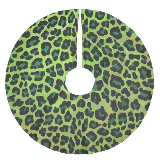 ヒョウ黒緑プリント ブラッシュドポリエステルツリースカート (正面)