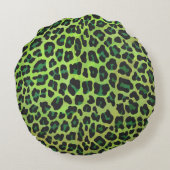 ヒョウ黒緑プリント ラウンドクッション (裏面)