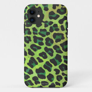 ヒョウ黒緑プリント iPhone 11 ケース