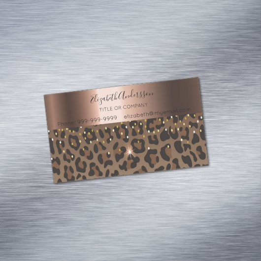 ヒョウ黒褐色スパークルスラム青銅 マグネット名刺 (インサイチュ)