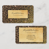 ヒョウ黒褐色スパークル金ゴールド箔グラム 名刺 (正面/裏面)