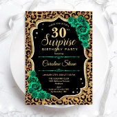 ヒョウ黒金ゴールドグリーンサプライズ30歳 招待状