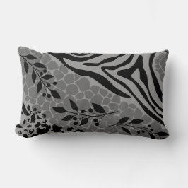 ヒョウ黒銀 ランバークッション