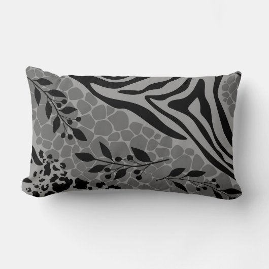 ヒョウ黒銀 ランバークッション (正面)