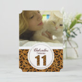 ヒョウ11誕生日:写真:パーティの招待状 招待状 (スタンド正面)