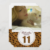 ヒョウ11誕生日:写真:パーティの招待状 招待状 (正面/裏面)