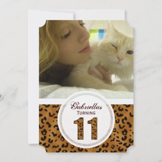 ヒョウ11誕生日:写真:パーティの招待状 招待状 (正面)
