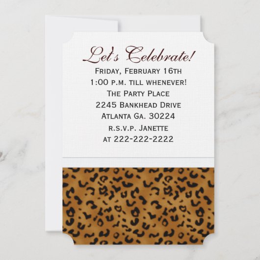 ヒョウ11誕生日:写真:パーティの招待状 招待状 (裏面)