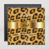 ヒョウ21歳の誕生日パーティの招待状 招待状 (正面/裏面)