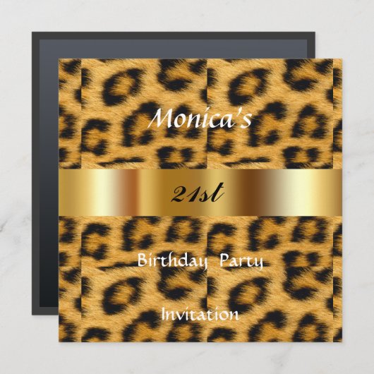 ヒョウ21歳の誕生日パーティの招待状 招待状 (正面/裏面)