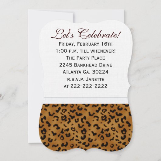 ヒョウ5誕生日:写真:パーティの招待状 招待状 (裏面)