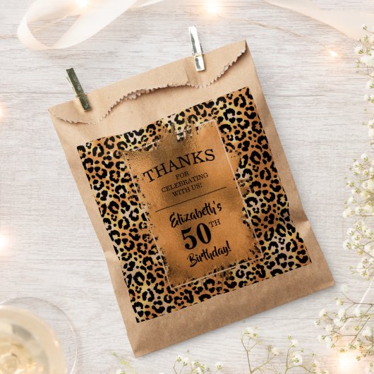 ヒョウ50th誕生日パーティクラフト フェイバーバッグ (クリップ留めされた状態)