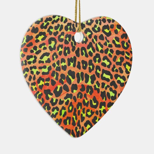 ヒョウ・オレンジアンドイエロープリント セラミックオーナメント (右)
