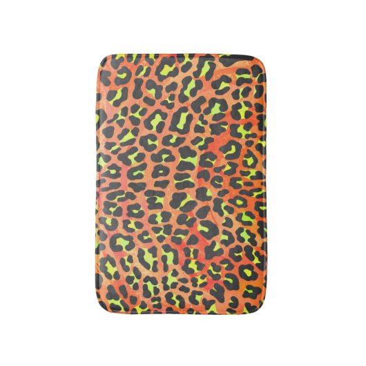 ヒョウ・オレンジアンドイエロープリント バスマット (正面縦)