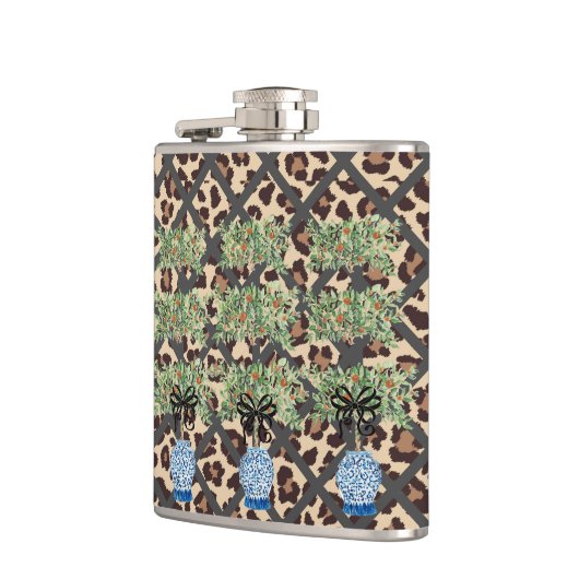ヒョウ・オレンジトピアリーChinoiserie Ginger Jar フラスク (左)