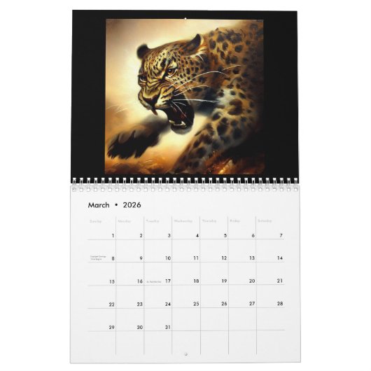 ヒョウ カレンダー (3月 2026)