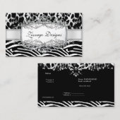 ヒョウ・ゼブラシルバー白黒ストライプ2 名刺 (正面/裏面)