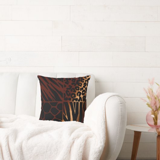 ヒョウ、ゼブラ、キリン、タイガーアフリカプリント クッション (ソファ)