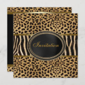 ヒョウ ゼブラ パーティー 招待状 (正面/裏面)