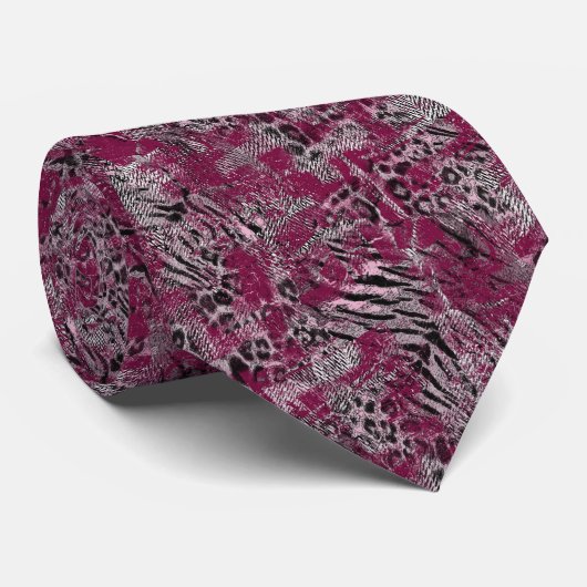 ヒョウ・タイガー・グレイ・マルーンが発見された ネクタイ (ロール)