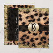 ヒョウ チェータ ゴールド グリッター モノグラム フライヤー メーラー 案内ポストカード (正面/裏面)