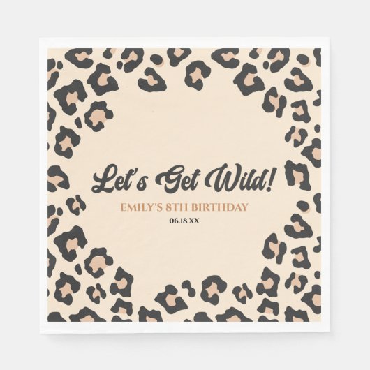 ヒョウ・チーター野生にしよう！誕生日パーティー スタンダードランチョンナプキン (正面)