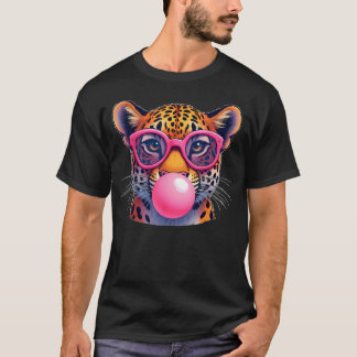 ヒョウ チーター かわいい ジャガー 猫 サングラス バブル Tシャツ