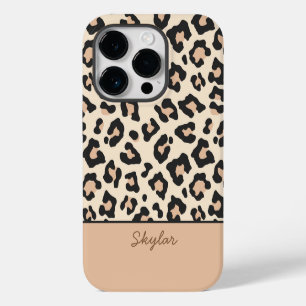 ヒョウ+チーター+アニマルプリント+カスタム+カリグラフィー+ネーム iPhone 14 PROケース