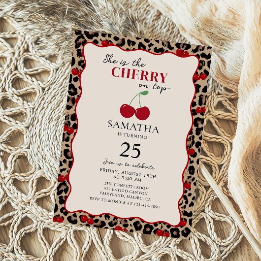 ヒョウ チーター チェリー オン トップ 誕生日 招待状