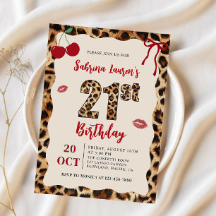 ヒョウ チーター チェリー 誕生日 招待状