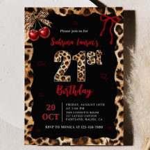ヒョウ+チーター+チェリー 21歳の誕生日招待状