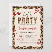 ヒョウ+チーター+パーティーの誕生日招待状 招待状 (正面)